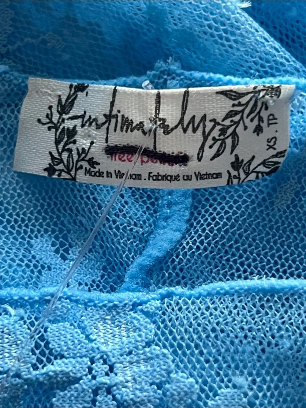 NEW Intimately Free People Lady Lux lace layering top in blue bell XS